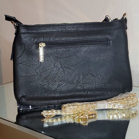 Black/Tan Fringe Vegan Leathe Clutch/Crossbody Bag - Picture 13 of 15